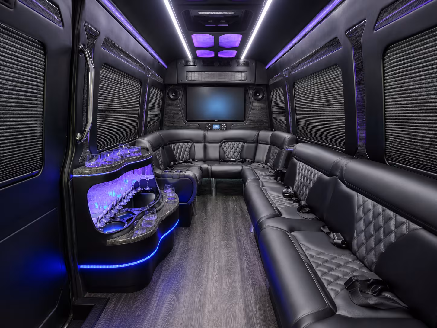 yuma 15 passenger party bus inside